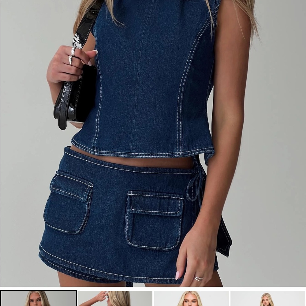 Denim Sleeveless Top and Skirt Set